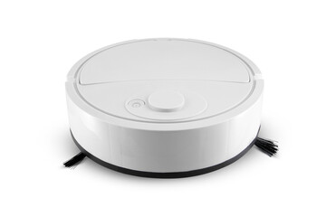 home robotic vacuum cleaner isolated on white background