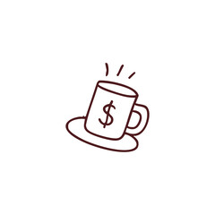 Hot Coffee with Dollar Sign on White Background