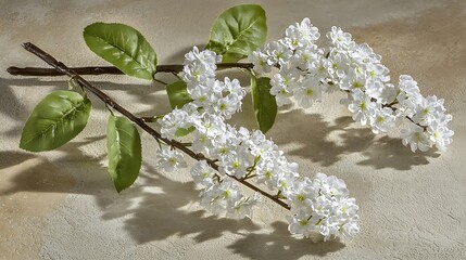 Clean light tone showing minimal floral accent with faint shadow for calm atmosphere