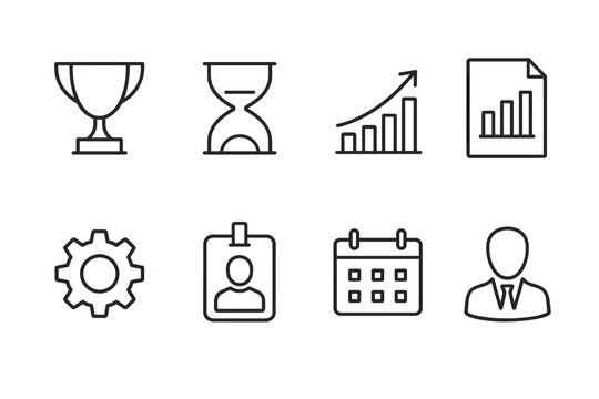 Minimalist line icons for business and productivity