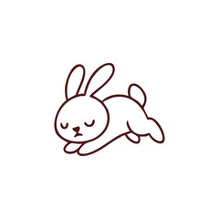 Simple Line Art of a Sleeping Rabbit