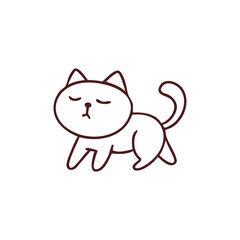 Cute cartoon cat illustration with closed eyes