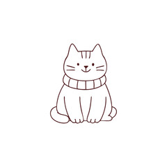 Adorable Cat Wearing Scarf Illustration