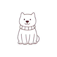 Adorable White Cat Wearing Sweater Illustration
