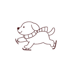 Happy Dog Ice Skating with Scarf