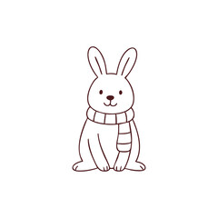 Cute Bunny in Scarf Winter Illustration