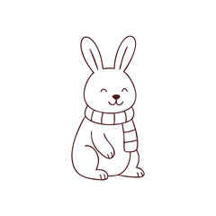 Adorable Cartoon Rabbit with Scarf