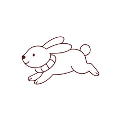 Happy Running Bunny with Scarf Illustration
