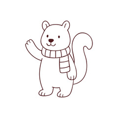 Friendly Cartoon Squirrel Wearing Scarf