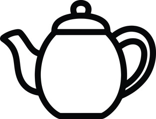Obraz premium Black and white simple line art illustration of a teapot kettle drink