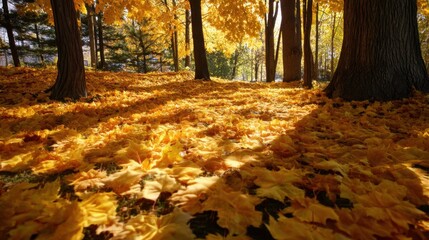 A radiant autumn scene where nature’s gold whispers themes of abundance and transition.