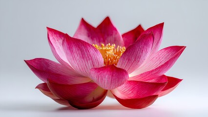 Beautiful Pink Lotus Flower on White Background – High-Detail Macro Floral Photography