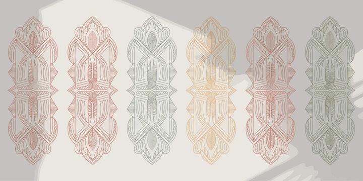 Ornate decorative architectural elements reflected in water with soft light