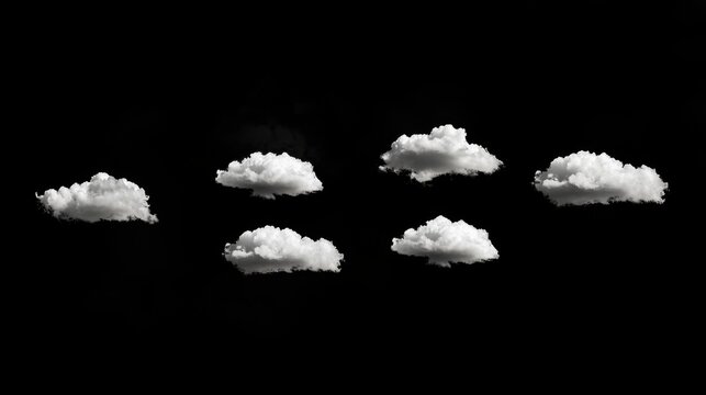 Beautiful White Clouds on a Black Background Capturing the Essence of Nature's Artistry in Stunning Contrast - Powered by Adobe