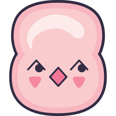 Pixel Art Cute Pink Bird Character With Square Beak And Angled Eyes On Transparent Background Simple Design