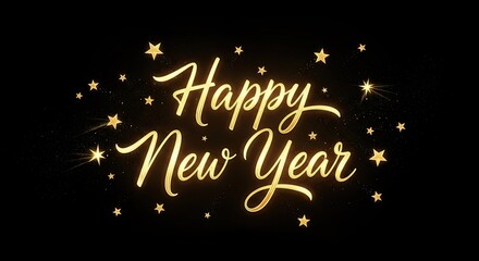Happy New Year Golden Stars Celebration