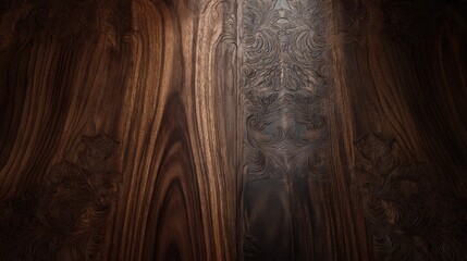 A pair of oiled walnut planks with organic swirls and discreet monetary detailing, exuding warmth and sophistication.