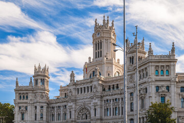 Obraz premium Cibeles Palace, Palace of Communications or Palace of Telecommunications, in Madrid, Spain