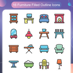 Furniture Filled Outline Style Set 1