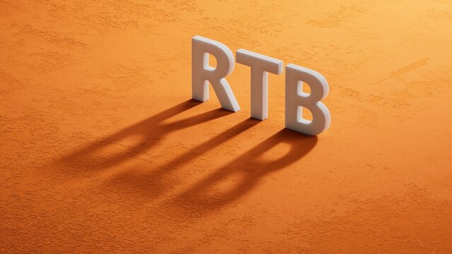 rtb, real, time, bidding. wooden table with shadow of 3d charcaters. text on wood blocks.close up of shadow of 3d charcaters,Business Concept.3D rendering. 