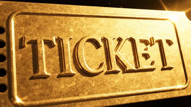 Golden ticket entry pass for exclusive event access and special privilege