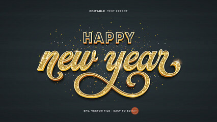 Happy New Year Gold Glitter Text Effect