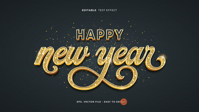 Happy New Year Gold Glitter Text Effect