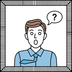 Create a kinds of deferent Simple vector illustration of a surprised office worker and a striped frame vector art with white background