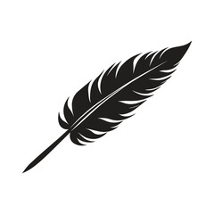 Slanted Feather Pen Emblem Representing Motion Energy and Literature Passion