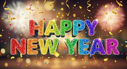 Happy New Year Sparkle Confetti Celebration