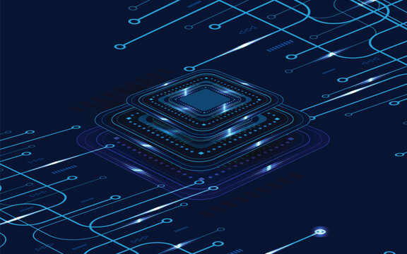 Abstract technology chip processor background circuit board and html code