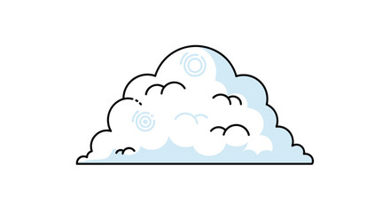 Fototapeta premium A whimsical illustration of a fluffy, light blue cloud with a cute face and swirling details, evoking a sense of calm and dreamy weather conditions.