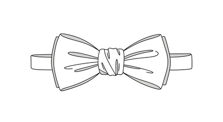A hand-drawn illustration of a classic bow tie, featuring a symmetrical design with textured shading and a central knot, perfect for formal wear concepts.