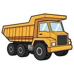 Yellow Dump Truck Vehicle Illustration Isolated on White Background