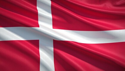 Waving Danish Flag Denmark National Symbol European Country Fabric Red and White Cross Official Banner Travel Destination