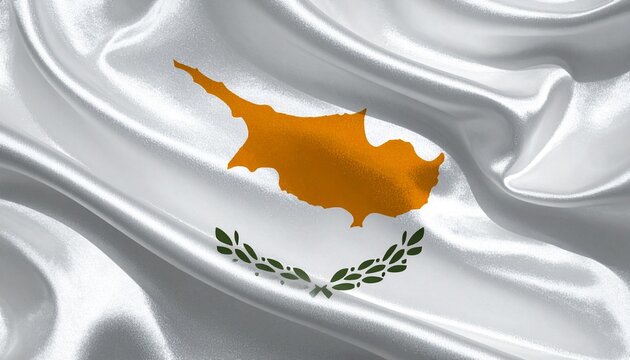 Waving Flag of Cyprus Symbol of National Pride and Heritage Beautifully Rendered on Silk Fabric