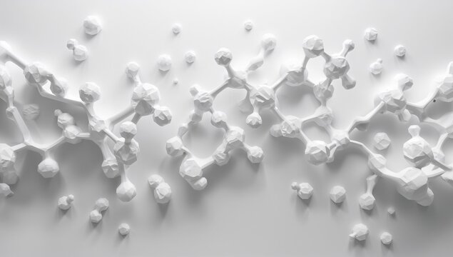 Mockup of white molecules, suitable as a scientific backdrop