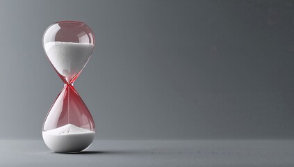 Timepiece shaped like an hourglass on a neutral backdrop