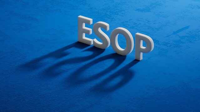 esop sign on the shadow of 3d charcaters.close up of shadow of 3d charcaters,Business Concept.3D rendering.