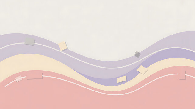 Minimalist abstract wavy lines with pastel colors and geometric shapes background wave - Powered by Adobe
