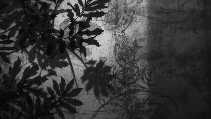 Moire pattern created by black plant shadows, suitable background for graphic design