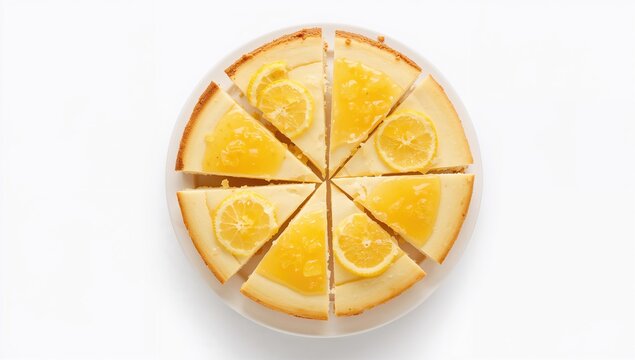 Slices of freshly baked lemon cheesecake topped with lemon curd and slices, a fiber-dense choice