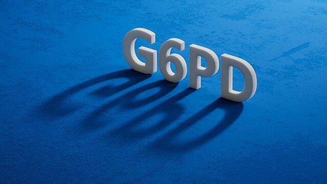 shadow of 3d charcaters with the word g6pd. Care concept.close up of shadow of 3d charcaters,Business Concept.3D rendering.