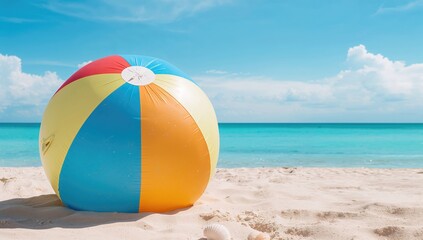 Summer vacation, beach ball, playful outdoor activity