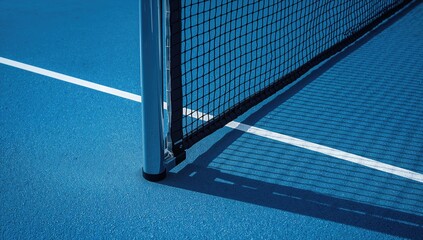 Paddle tennis blue hard court texture with white line, versatile background for various sports