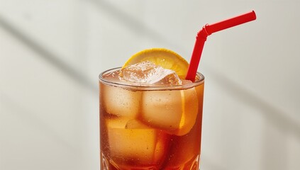 Long Island iced tea served in a glass with straw, rich in alcohol content, National Cocktail Day