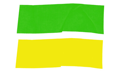 Abstract horizontal green and yellow textured rectangles graphic element design isolated on transparent background