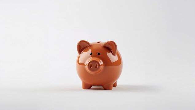 Ceramic piggy bank on a white surface, savings tool for financial planning - Powered by Adobe