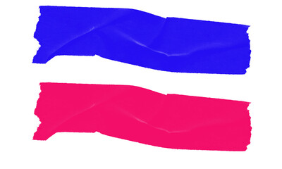 Abstract blue and pink brush strokes, horizontal shapes, modern design isolated on transparent background