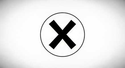 Obraz premium - Cancel Icon – Bold X in Circle Symbol - Error Symbol – Black and White Close Button Illustration 